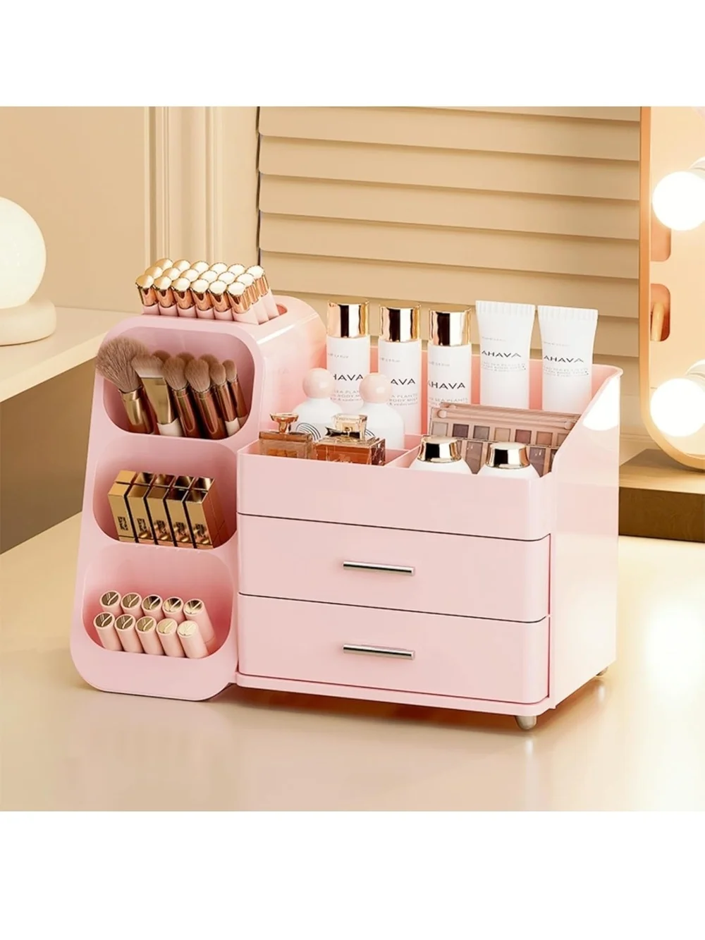 Cosmetic Organizer Storage Tower – Pink Makeup Organizer